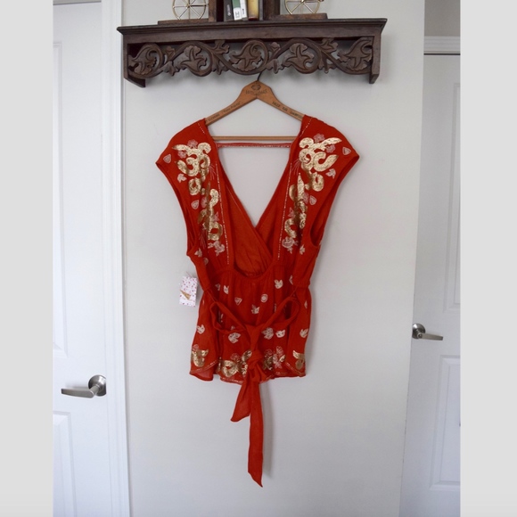{Free People} Orange plunge top - Picture 8 of 8